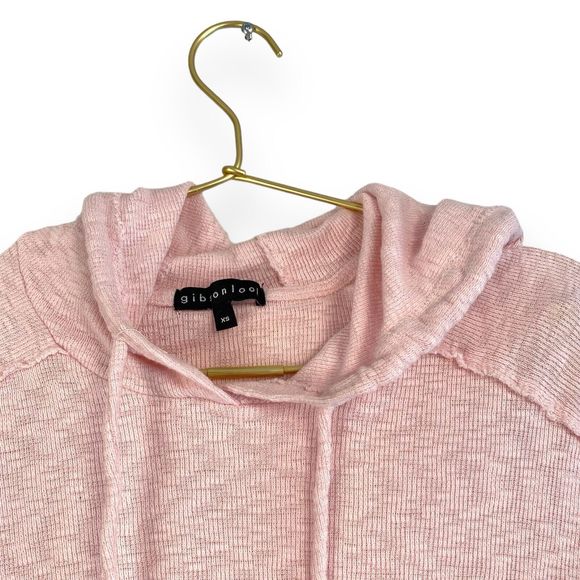 Gibson Look Womens Hooded Sweatshirt Size XS Pink Distressed Lightweight 346 - Picture 2 of 6